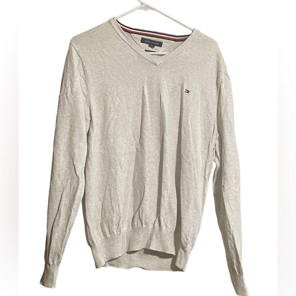 V neck light gray Tommy Hilfiger sweater